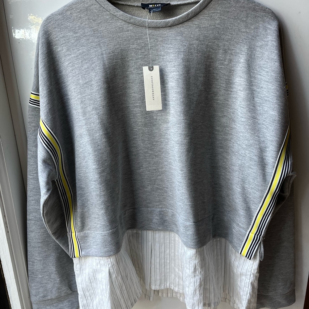 Anthropologie Maeve Gray and White Women's Top NWT